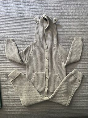 Jamie Kay 3Y Hooded Knit Grey Romper with Bear Ears